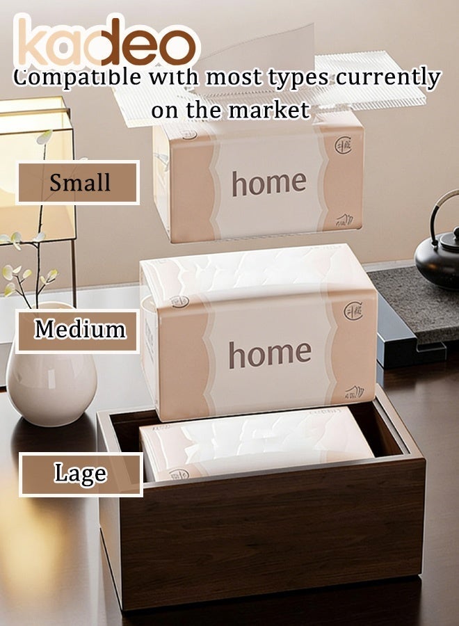 kadeo Wood Tissue Box Cover with Retro Pattern Lid, Rectangle Tissue Holder, Formaldehyde-free Tissue Cover for Bathroom, Tissue Box Cover Rectangular for Home Office 19.7*12.7*9.4CM - Image 5